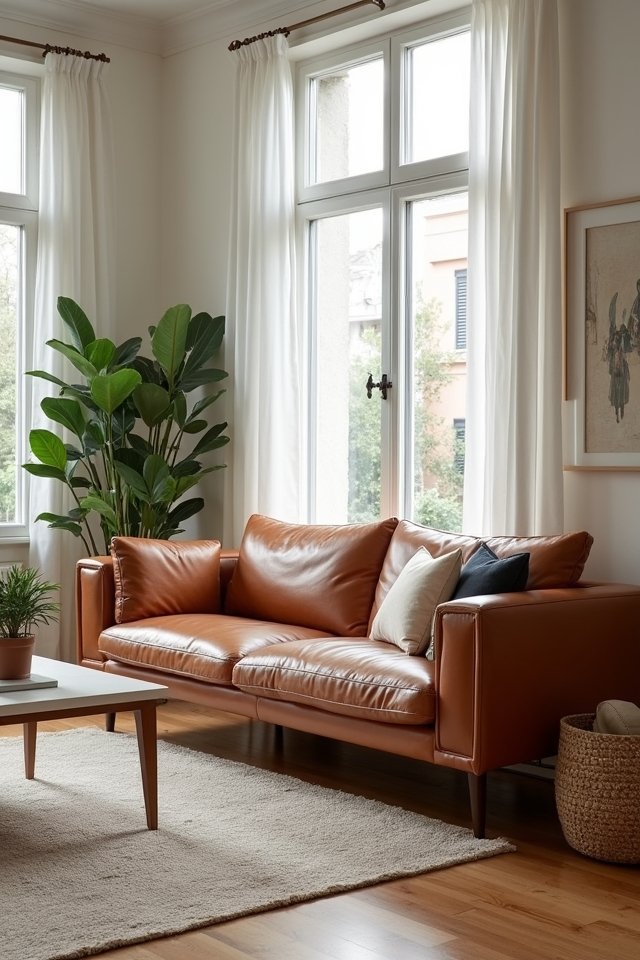 chic tan leather sofas
