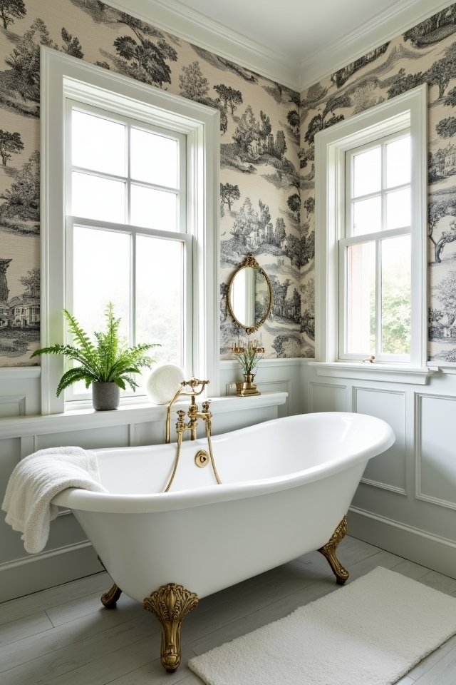 classic toile bathroom decor