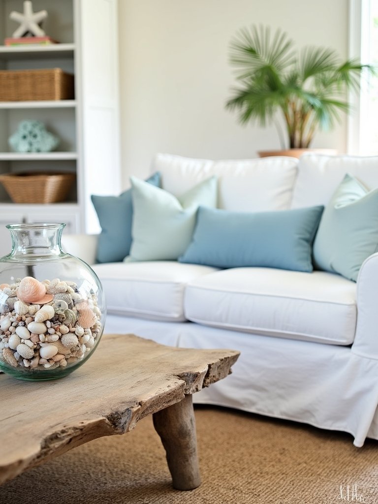coastal decor with seashells