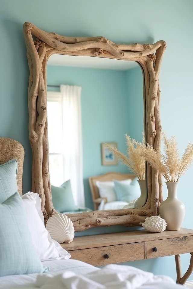 coastal driftwood frame mirror
