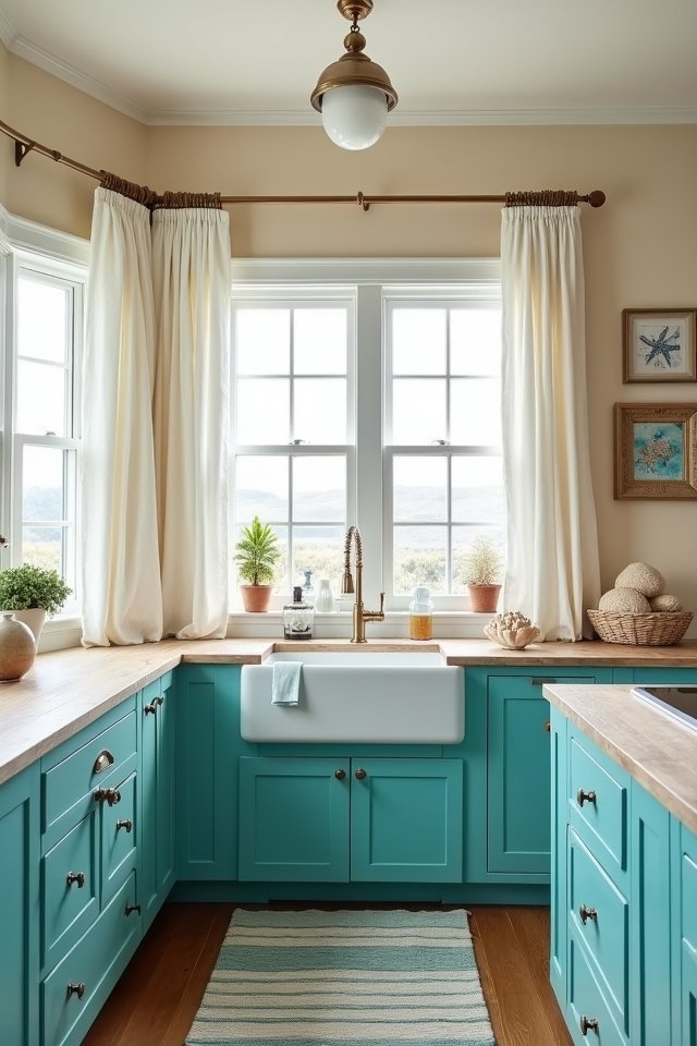 coastal teal kitchen design