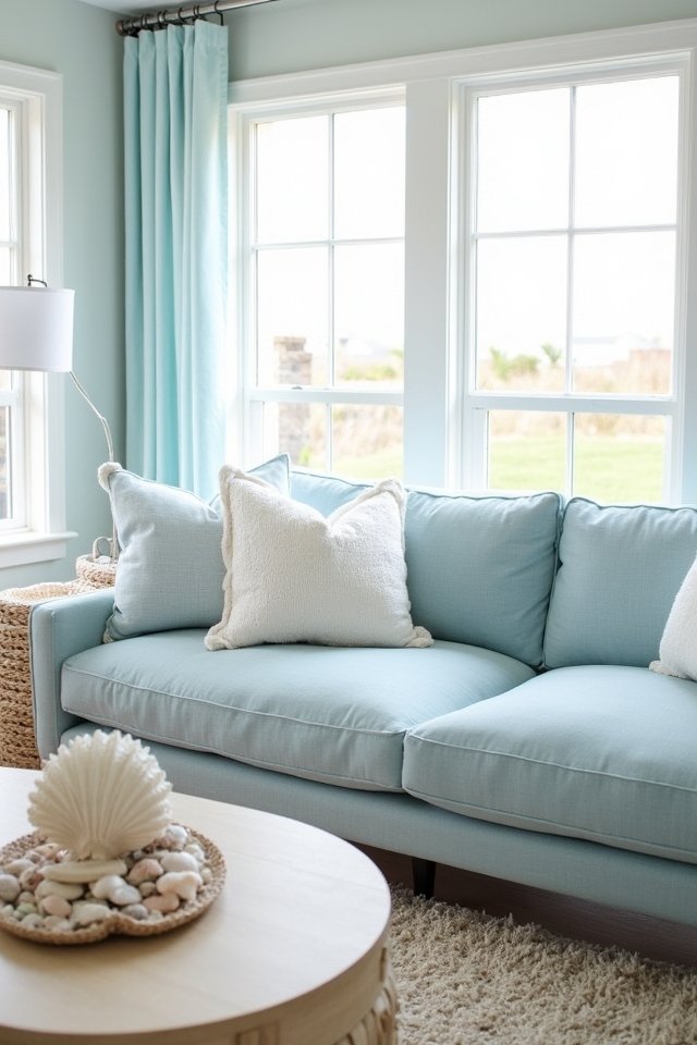 coastal themed serene living space