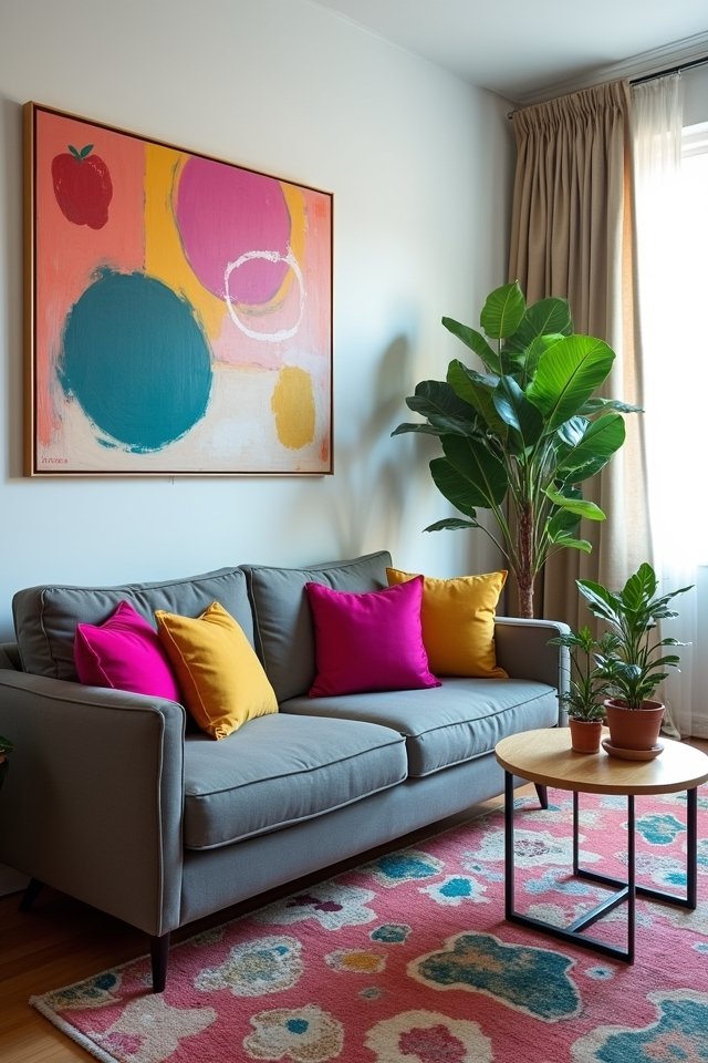 colorful accents transform grey