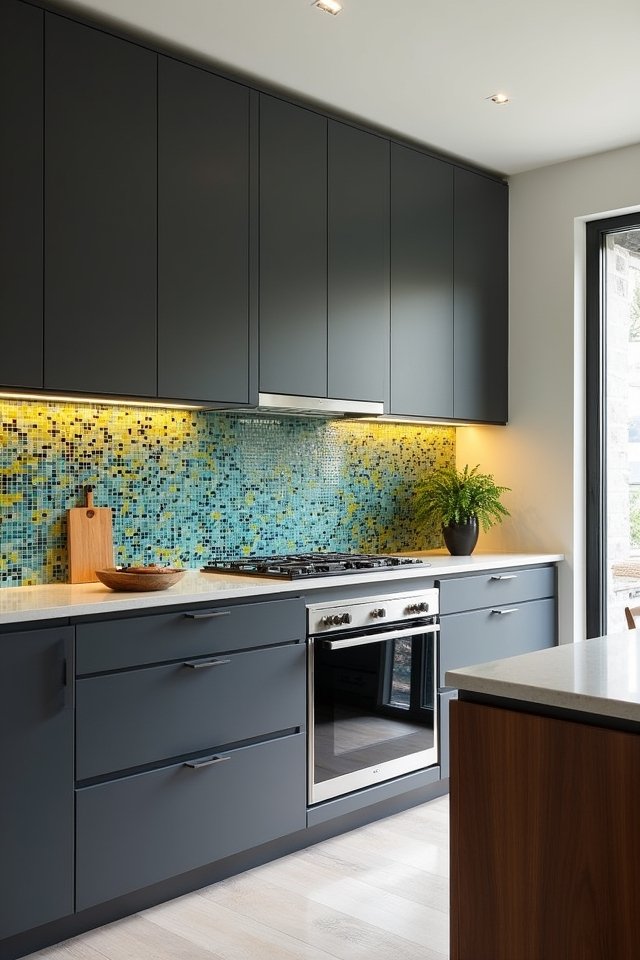 colorful backsplashes dark cabinets