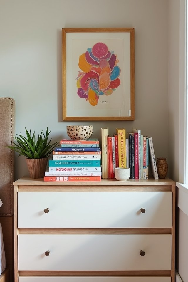colorful books enhance decor