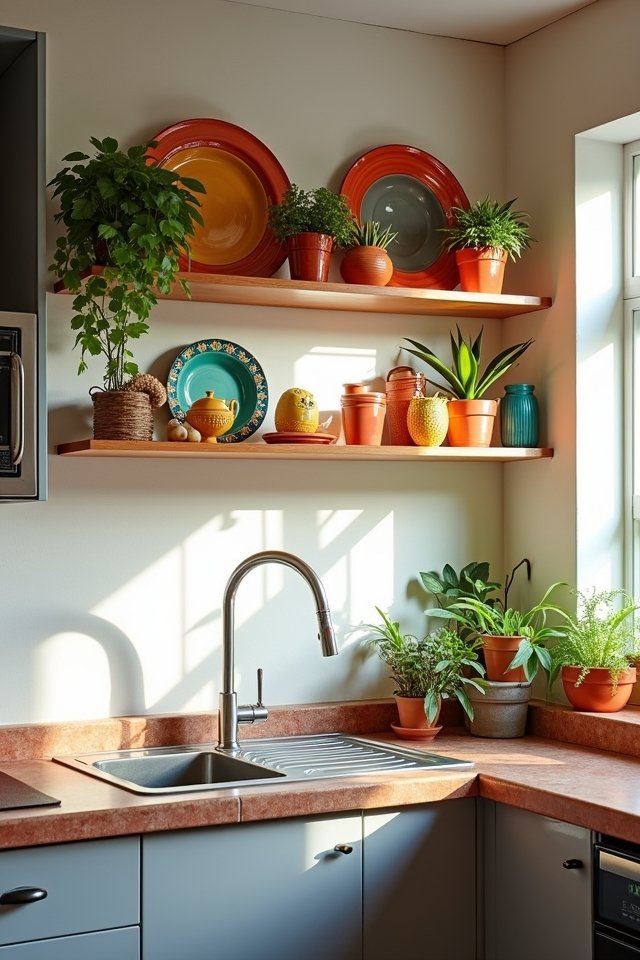 colorful ceramic kitchen shelves