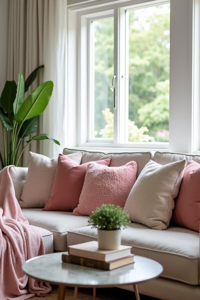 colorful cushions and throws