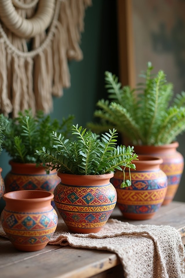 colorful hand painted terracotta pots
