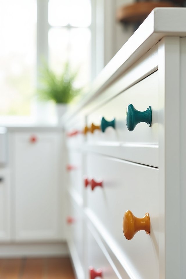 colorful knobs brighten kitchens