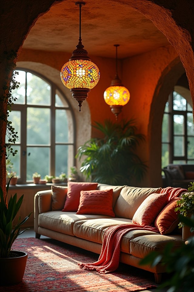 colorful mosaic pendant lights