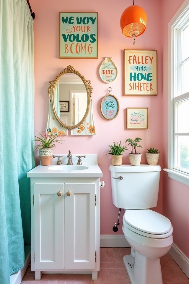 colorful motivational bathroom art