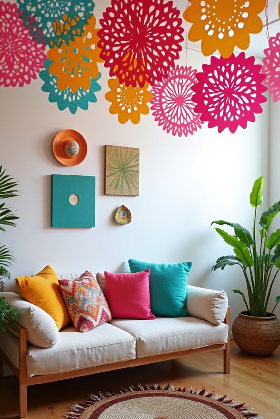 colorful papel picado decorations
