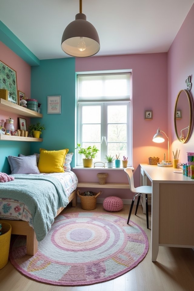 colorful shared bedroom zones