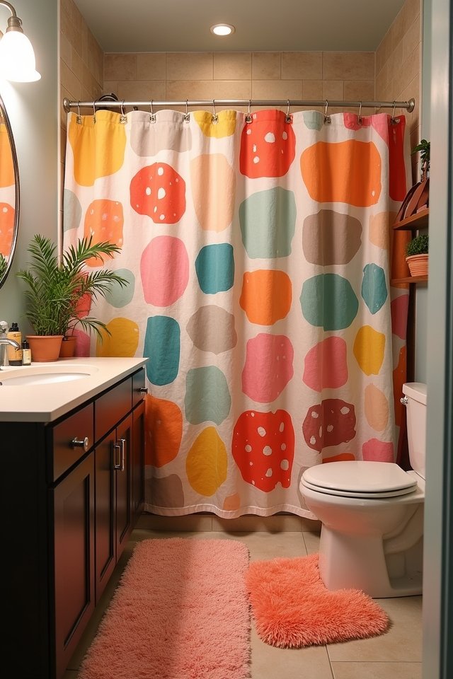 colorful shower curtain transformation