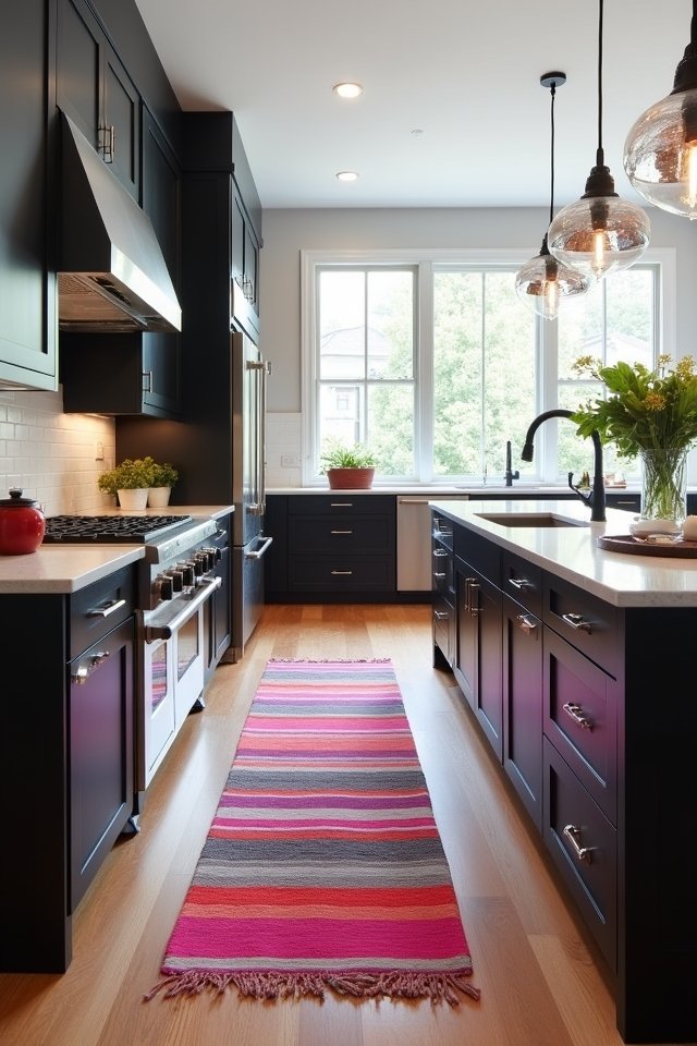colorful striped kitchen rugs