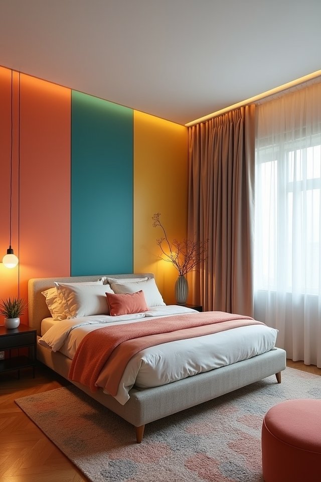 colorful striped wall makeover