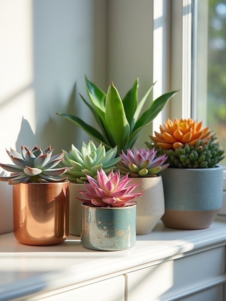 colorful succulent living decor