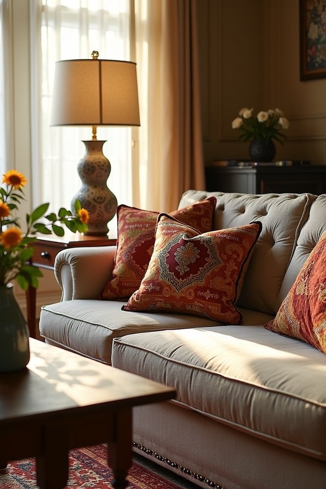 colorful textured decorative pillows