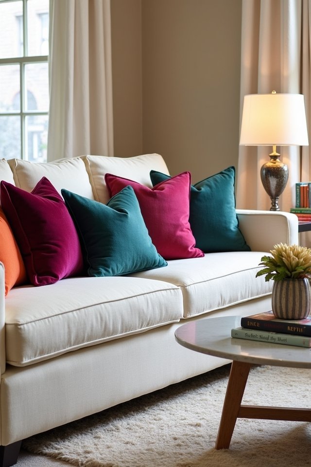 colorful throw pillow accents