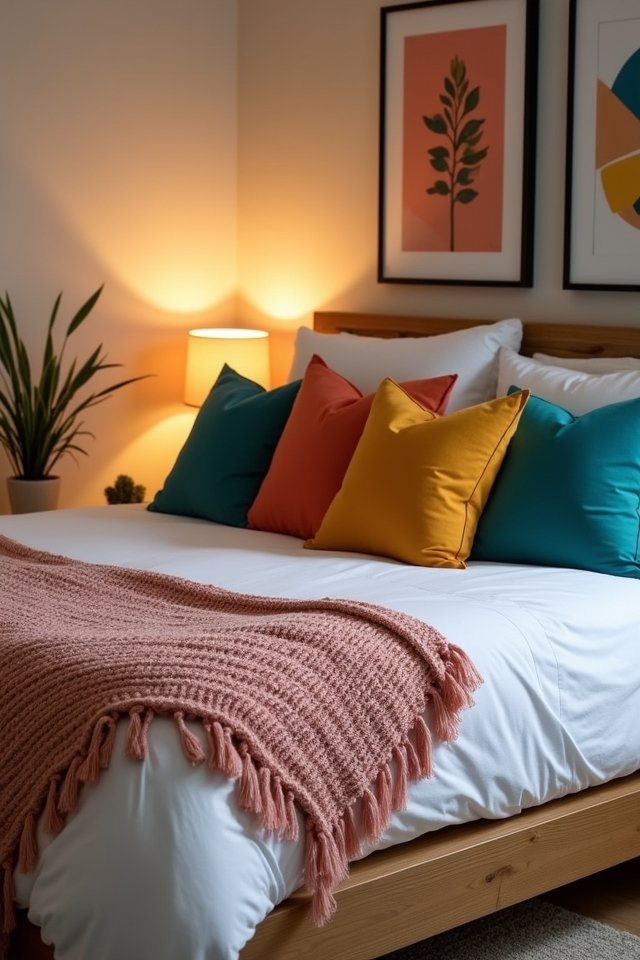 colorful throw pillows accentuate ambiance