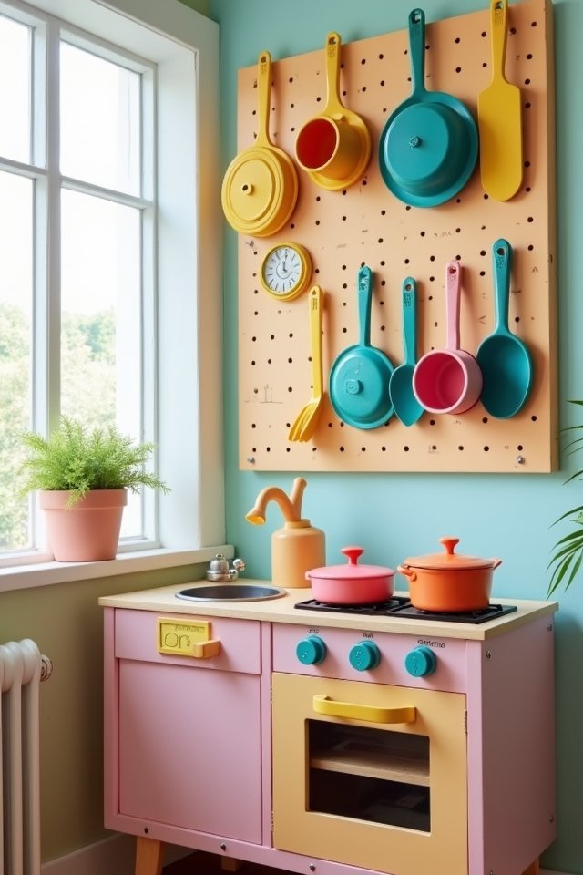 colorful utensils hanging beautifully