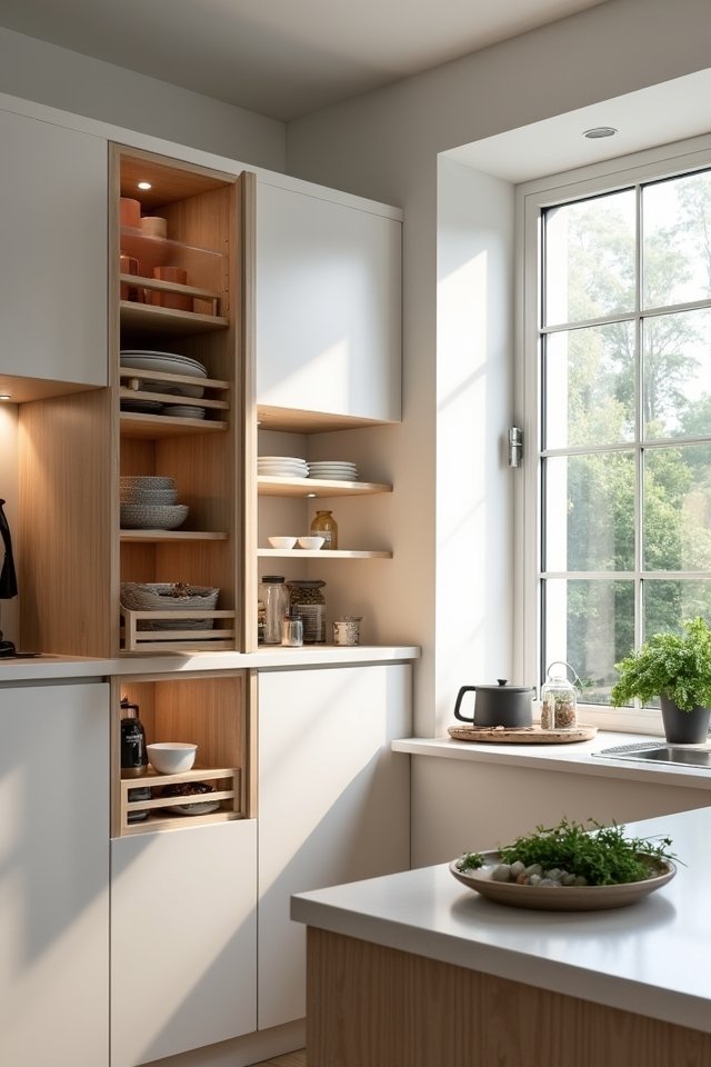 compact kitchen pull out cabinets