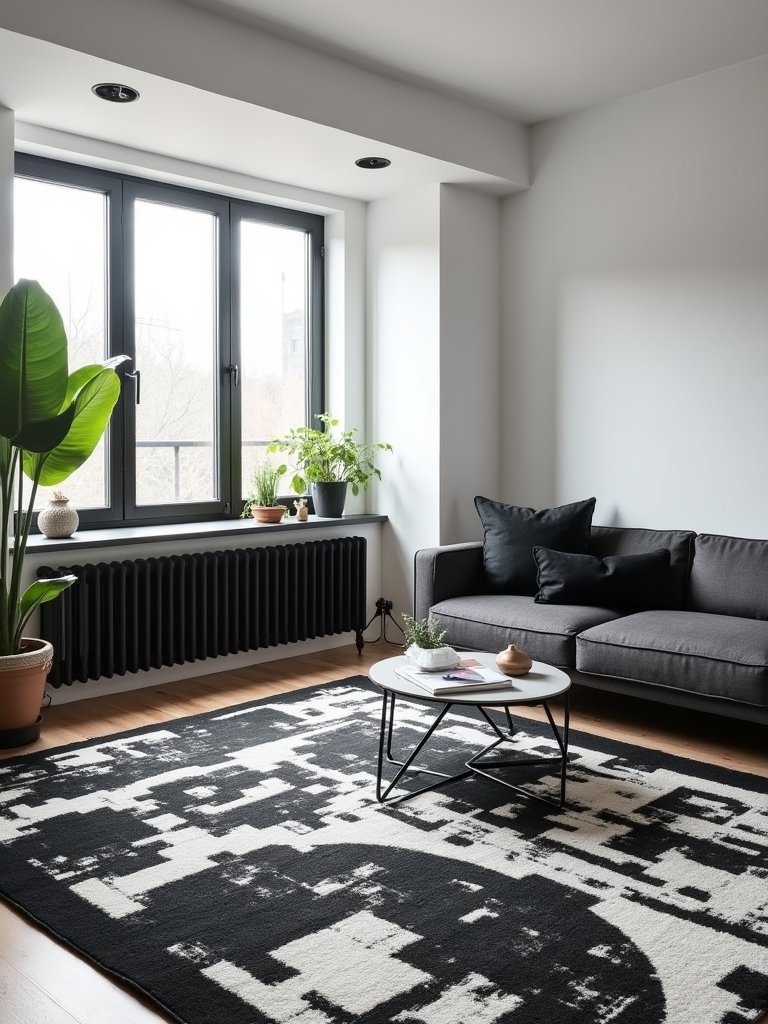 contemporary black and white rugs