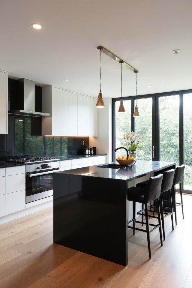 contemporary black countertop islands