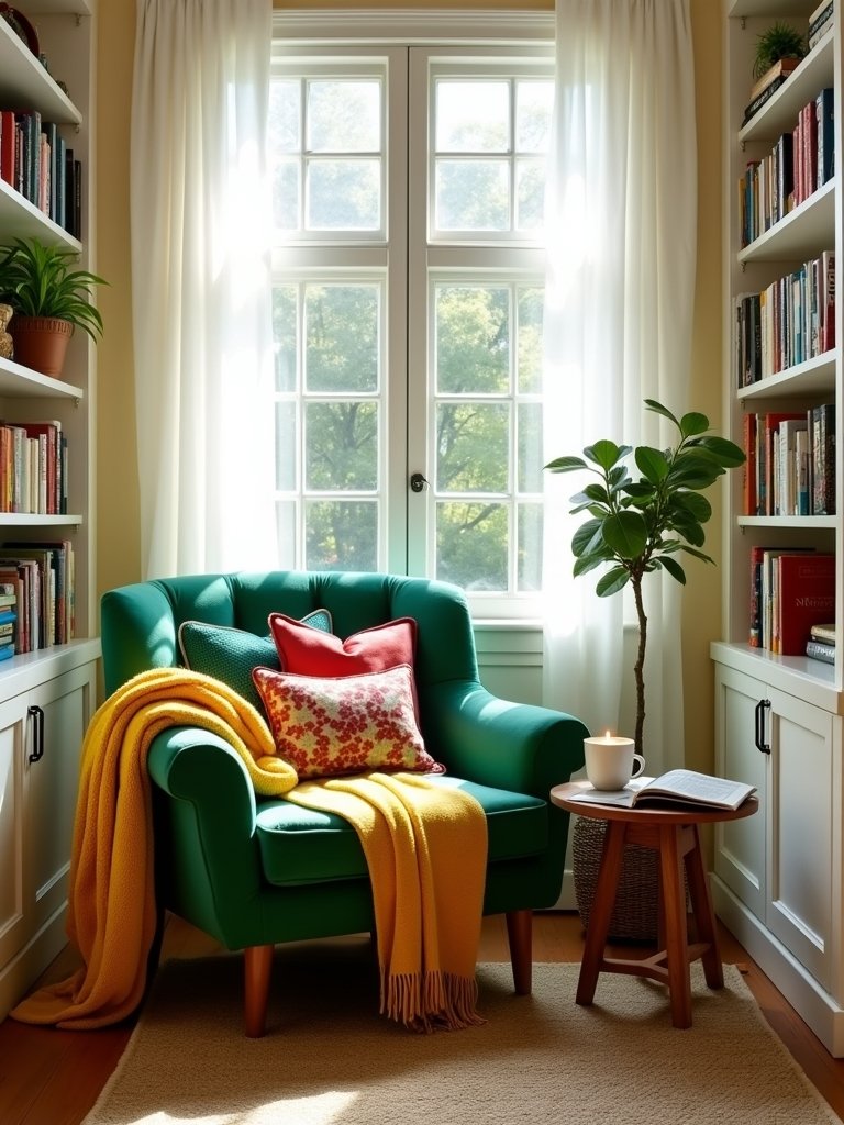 cozy armchair soft blanket