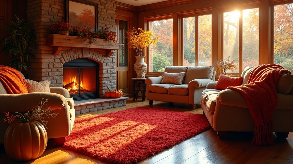 cozy autumn red rugs