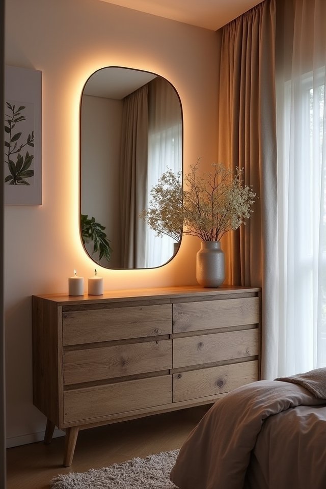 cozy backlit mirror ambiance