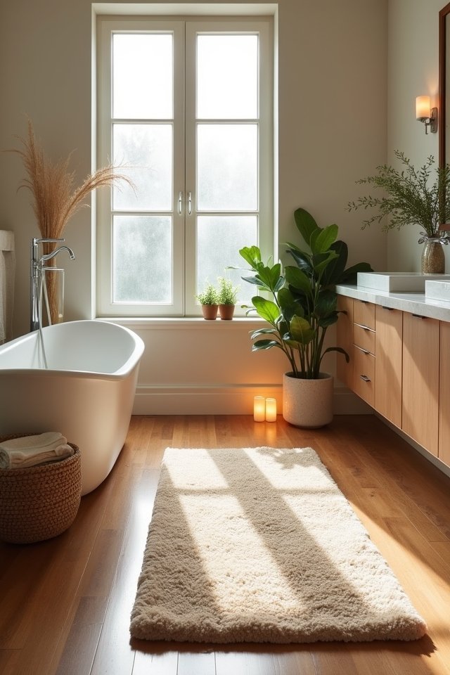 cozy bathroom with natural fibers