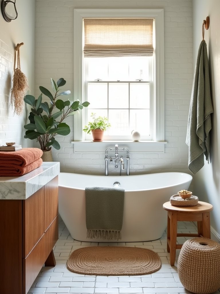 cozy bathroom with textures