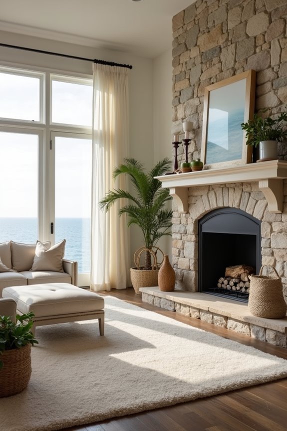 cozy beach house fireplace ideas