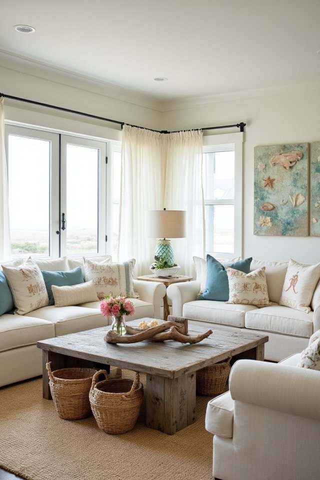 cozy beach inspired living room