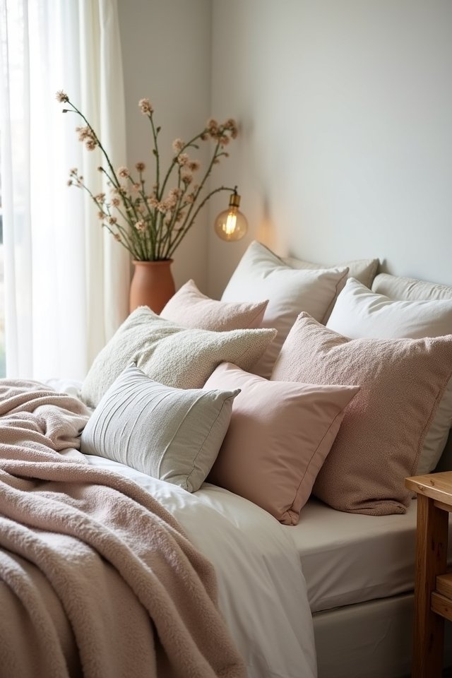 cozy bedspread with pillows