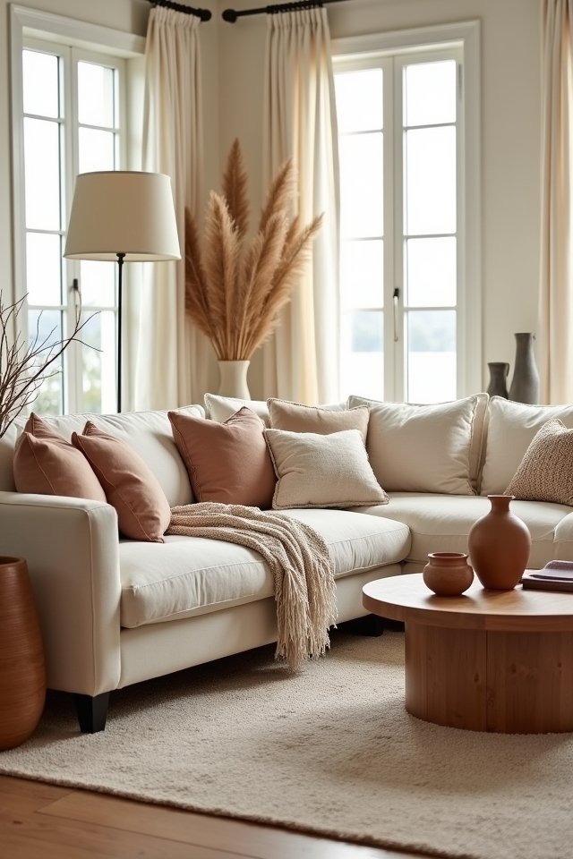 cozy beige and cream textiles