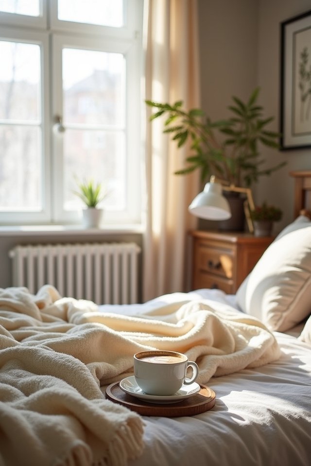 cozy blanket and coffee