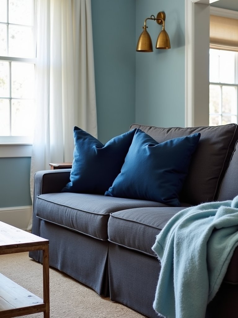 cozy blue blanket contrast