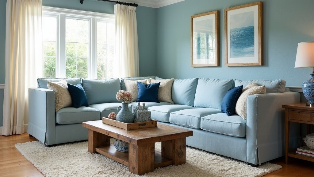 cozy blue cream interiors