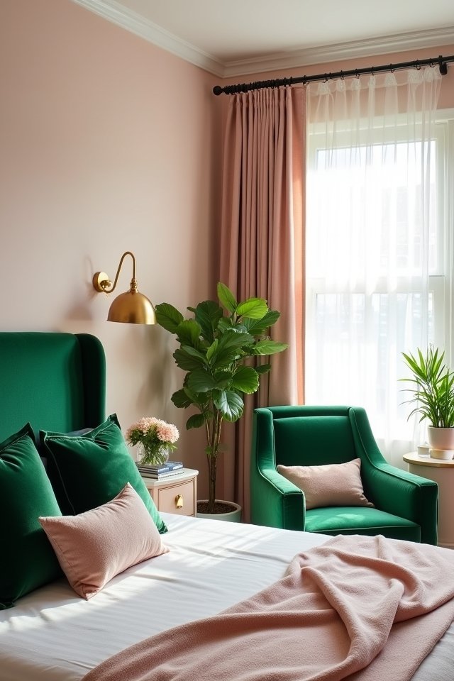 cozy blush and emerald retreat