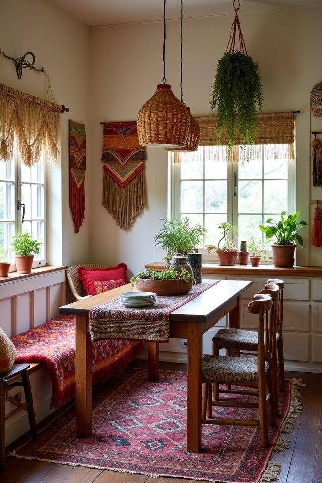 cozy bohemian kitchen textiles