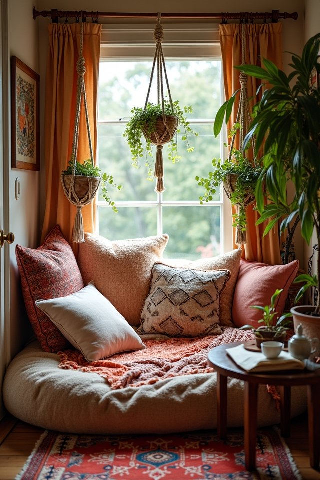 cozy bohemian reading nook