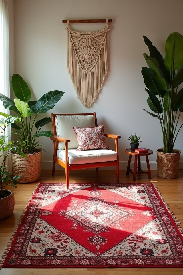 cozy bohemian red rug