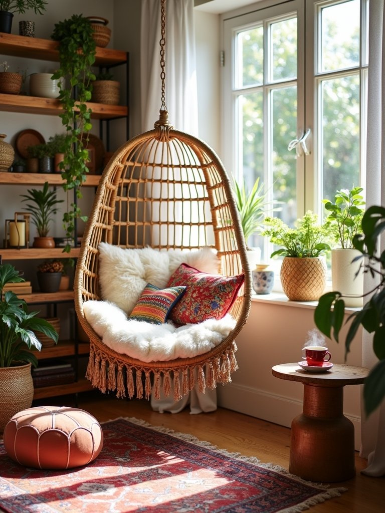 cozy bohemian relaxation nook