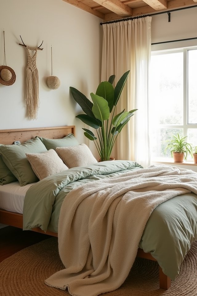 cozy boho bedroom textiles