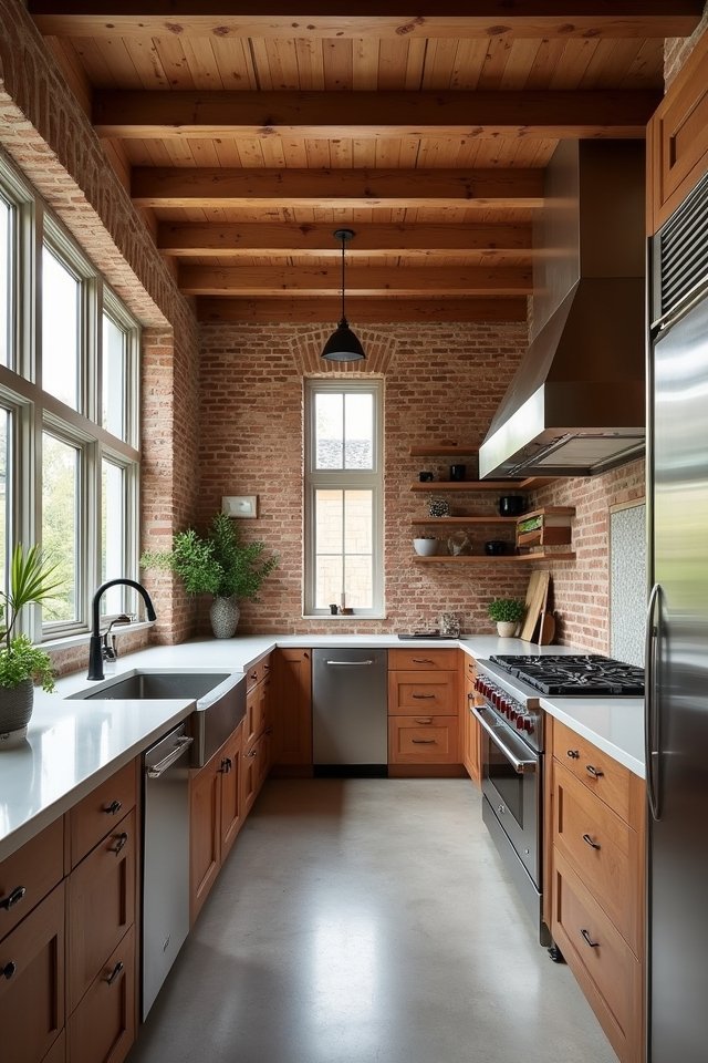 cozy brick backsplash design