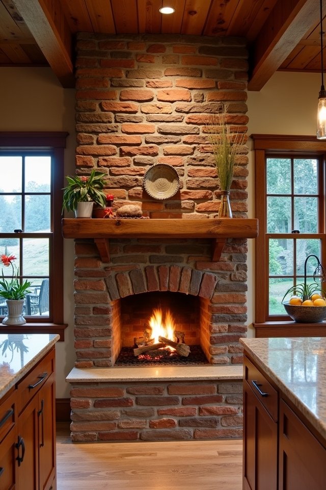 cozy brick fireplace charm