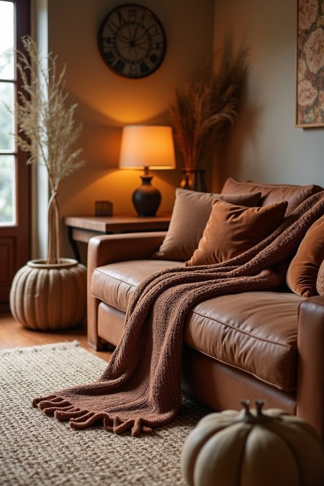 cozy brown fabric layering