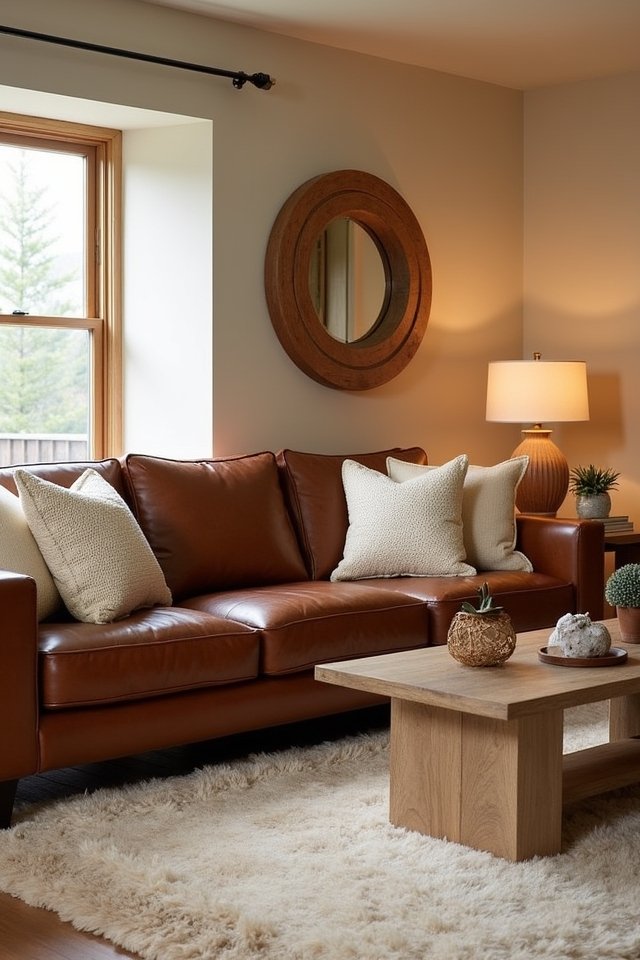 cozy brown leather centerpiece